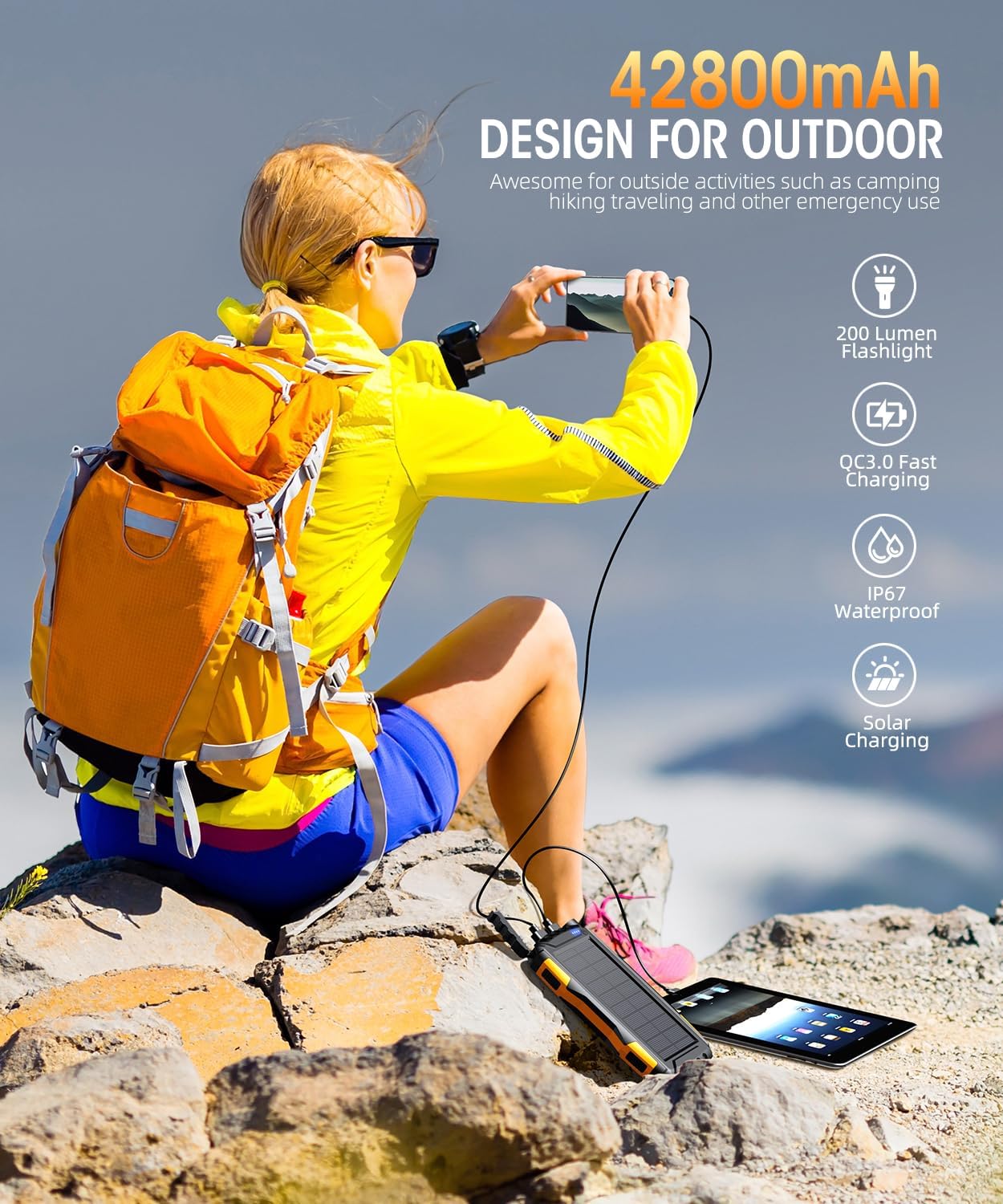 Solar Power Bank 42800mAh