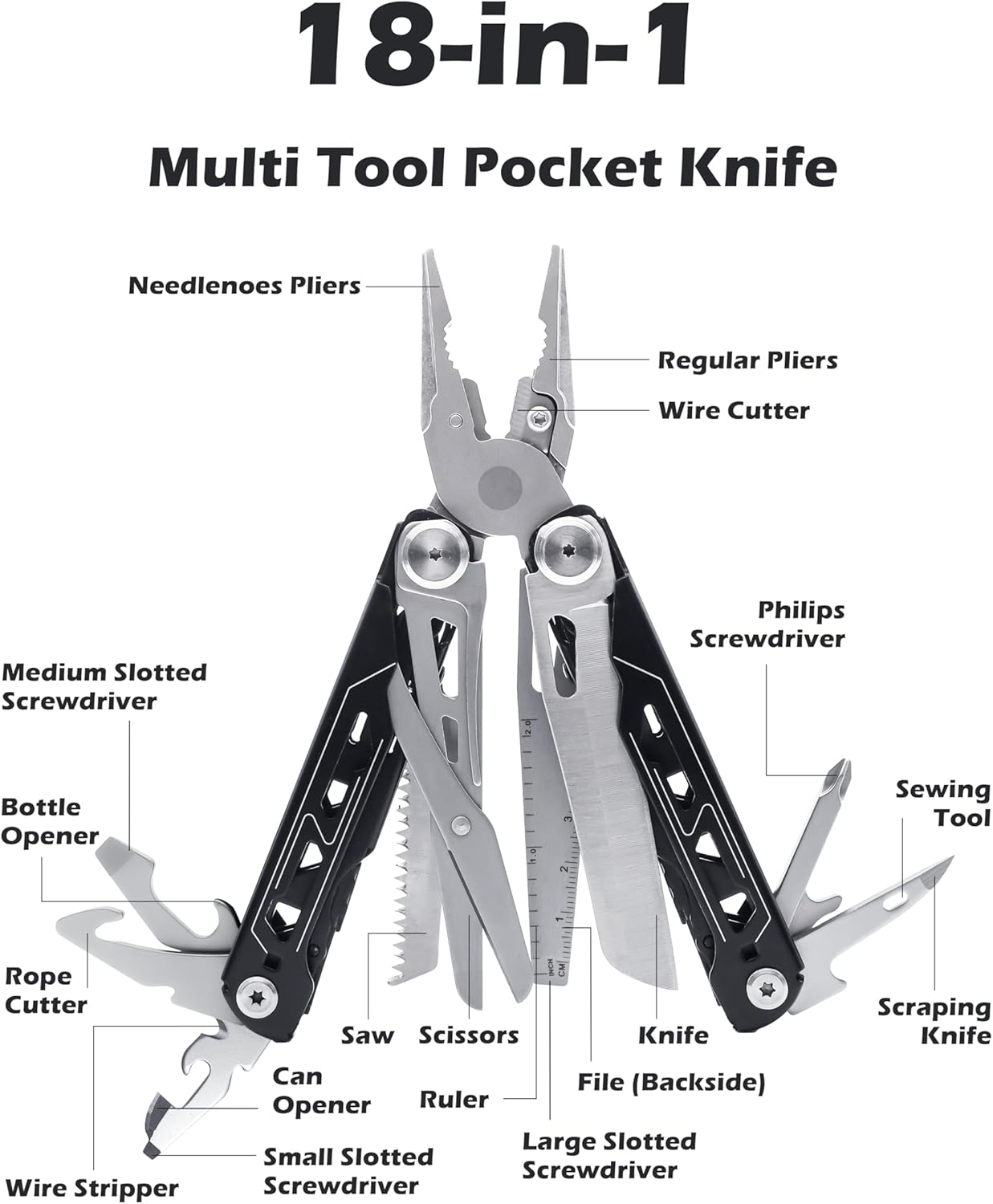 RUSH DEER 18-in-1 Multi-Tool Pliers