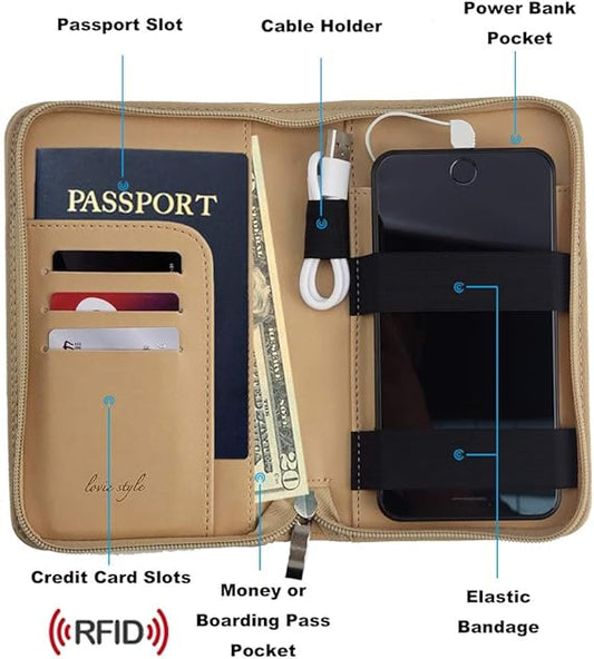 RFID Passport Holder with Power Bank
